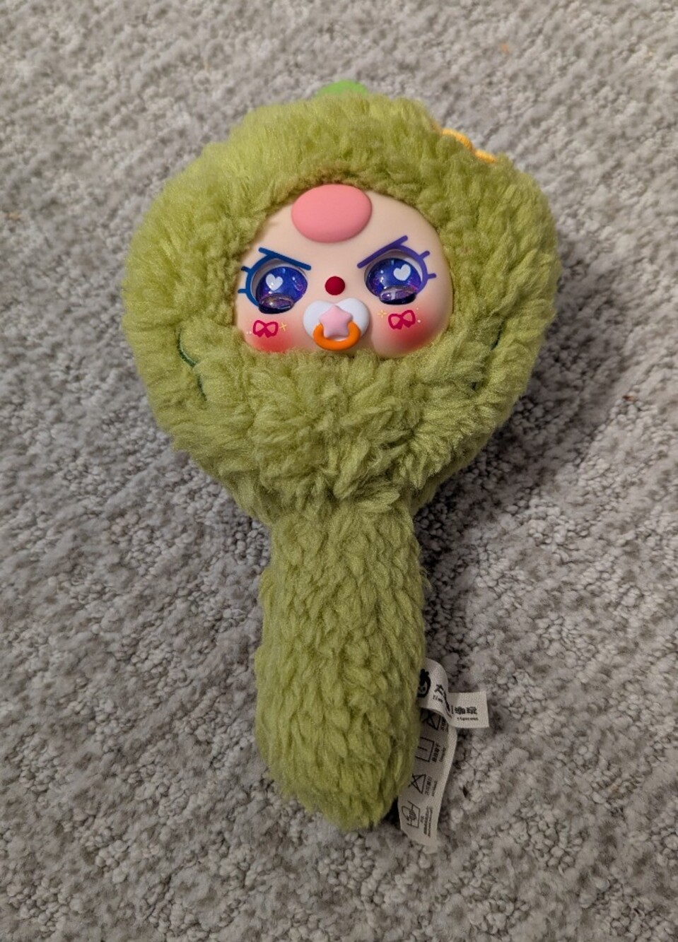 Authentic Baby Three "Comb Your Hair" Plush Paddle Brush - Green Fruit